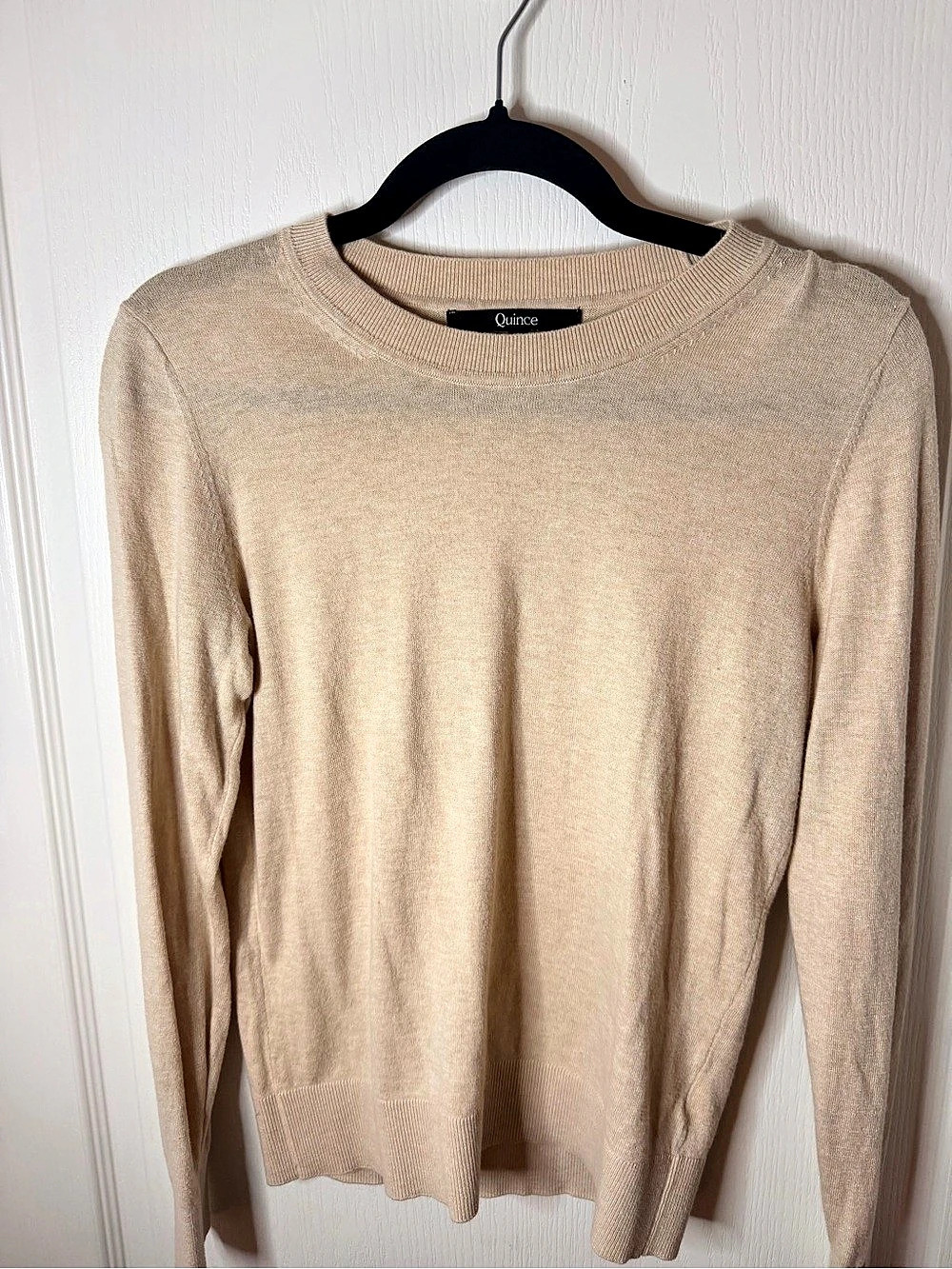 Quince Mongolian Crewneck Sweater Beige Small